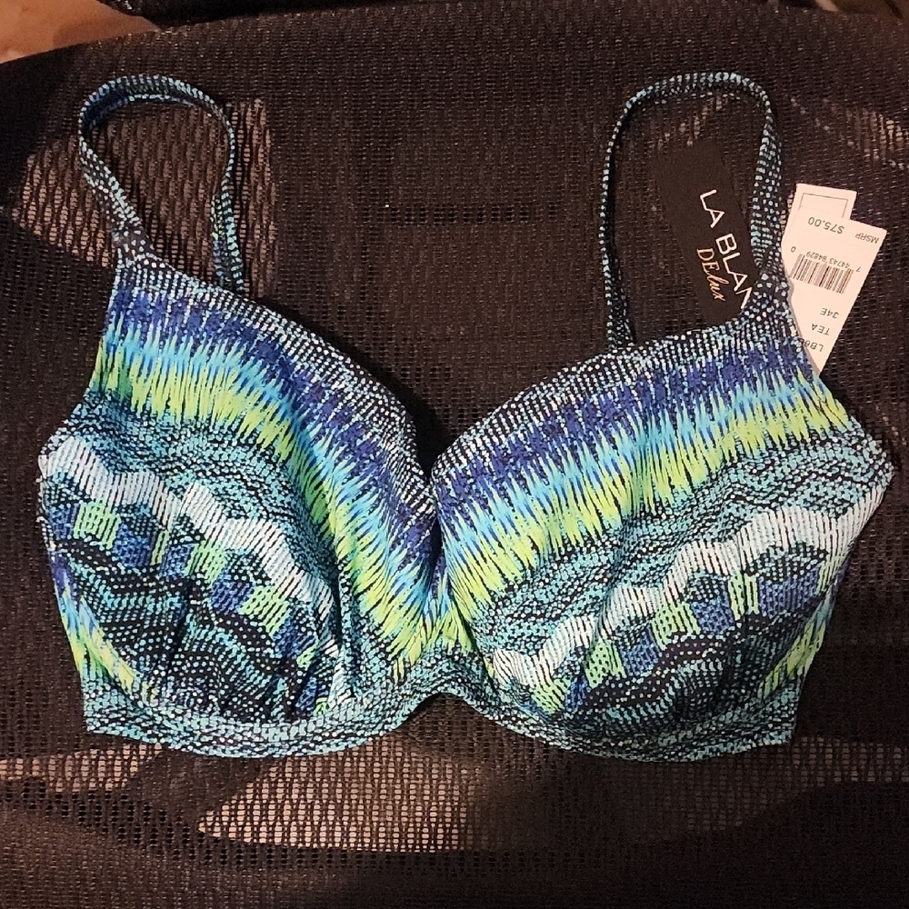 La Blanca Vibrant Patterned Bikini Top With Underwire Size 34E